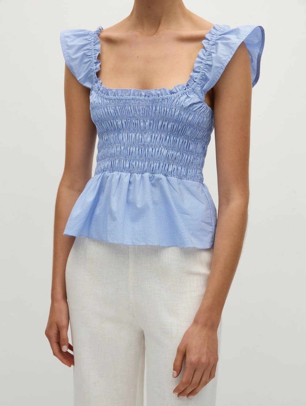 LIKE NEW Faithfull The Brand Eudora Gingham Smocked Tank Top